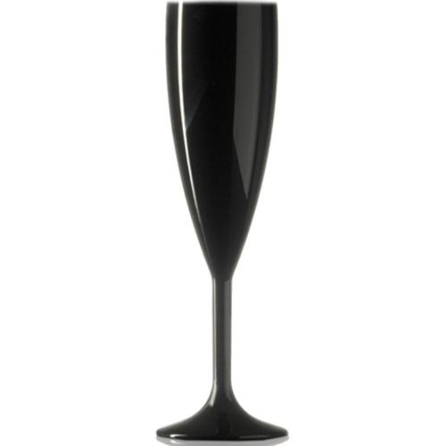 dit zwarte Kunststof Champagneglas van 19 cl. is geschikt voor bedrukken
